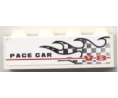 Brick 1 x 4 with Checkered Flame and 'PACE CAR V-8' Pattern Model Right (Sticker) - Set 8121