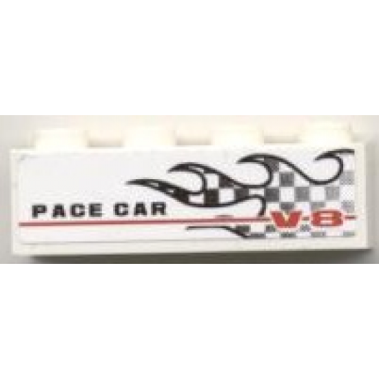 Brick 1 x 4 with Checkered Flame and 'PACE CAR V-8' Pattern Model Right (Sticker) - Set 8121