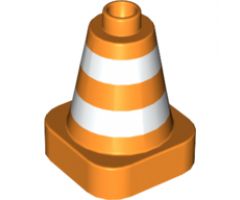 Duplo Cone 2 x 2 Square Base with White Reflective Safety Stripes Pattern