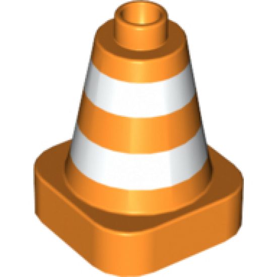 Duplo Cone 2 x 2 Square Base with White Reflective Safety Stripes Pattern