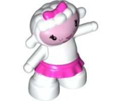 Duplo, Animal Sheep, Lamb Standing with Pink Bow and Pink Tu-Tu (Lambie)