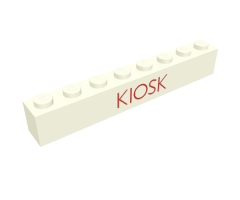 Brick 1 x 8 with Red 'KIOSK' Thin (Letters Close) Pattern