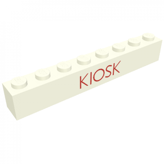 Brick 1 x 8 with Red 'KIOSK' Thin (Letters Close) Pattern