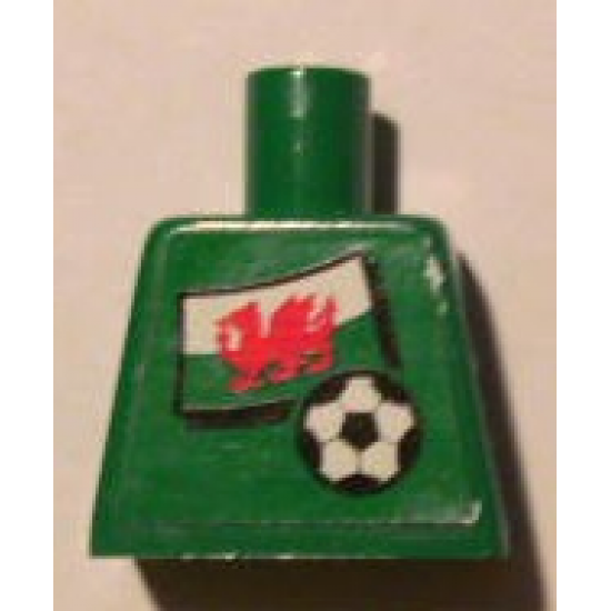 Torso Soccer Welsh Goalie, Welsh Flag Sticker Front, White Number Sticker Back (specify number in listing)