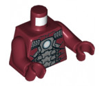Torso Armor with Silver Panels and Metallic Blue Circle in Center Pattern / Dark Red Arms / Dark Red Hands