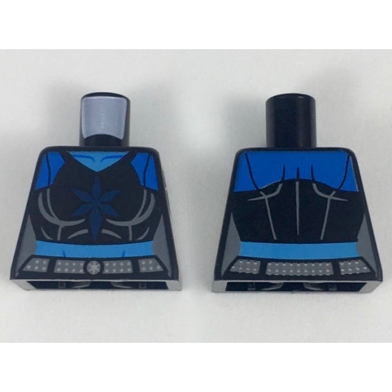 Torso Female Blue Shoulders, Dark Blue Snowflake Symbol Pattern