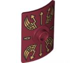 Minifigure, Shield Rectangular Curved with Stud with Gold Lightning Wings and Arrows Pattern