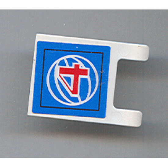 Flag 2 x 2 Square with Red Number 4 on Blue Background with White Basketball Pattern (Sticker) - Set 3432