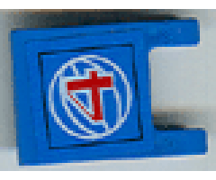 Flag 2 x 2 Square with Red Number 4 on Blue Background with White Basketball Pattern (Sticker) - Set 3432