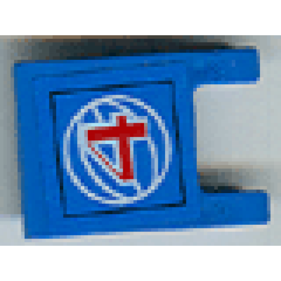 Flag 2 x 2 Square with Red Number 4 on Blue Background with White Basketball Pattern (Sticker) - Set 3432