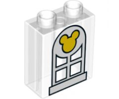 Duplo, Brick 1 x 2 x 2 with Window and Mickey Mouse Logo Pattern