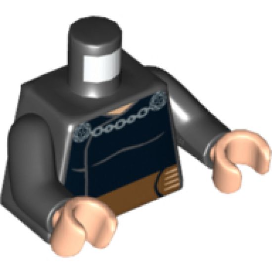Torso SW Cape Chain Clasp Ornate and Belt Pattern (Dooku Clone Wars) / Black Arms / Light Nougat Hands