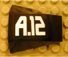 Wedge 4 x 4 No Studs with White 'A.12' Pattern (Sticker) - Set 8106