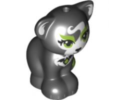 Cat, Friends / Elves, Sitting with Lime Eyes, Eyebrows and Diamond Medallion, Black Nose and White Patches Pattern (Jynx)