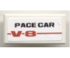 Tile 1 x 2 with 'PACE CAR V-8' Pattern (Sticker) - Set 8121