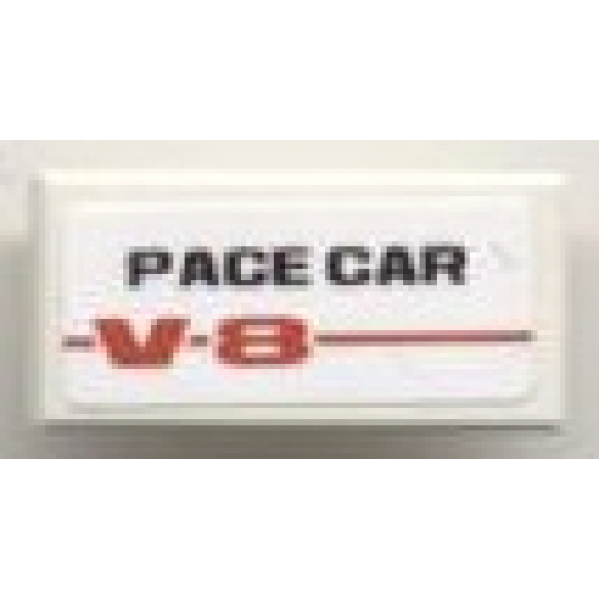 Tile 1 x 2 with 'PACE CAR V-8' Pattern (Sticker) - Set 8121