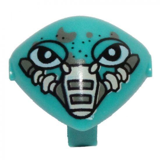 Minifigure, Head, Modified Martian with Clip, Mouth Cover Device and Freckles Pattern
