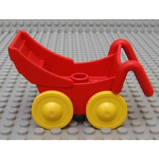 Duplo, Figure Wear & Utensil Pram (Baby Carriage, Stroller) with Thin Yellow Wheels
