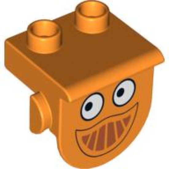 Duplo, Plate 1 x 2 with Overhang with Eyes and Smile Pattern (Dizzy Front)