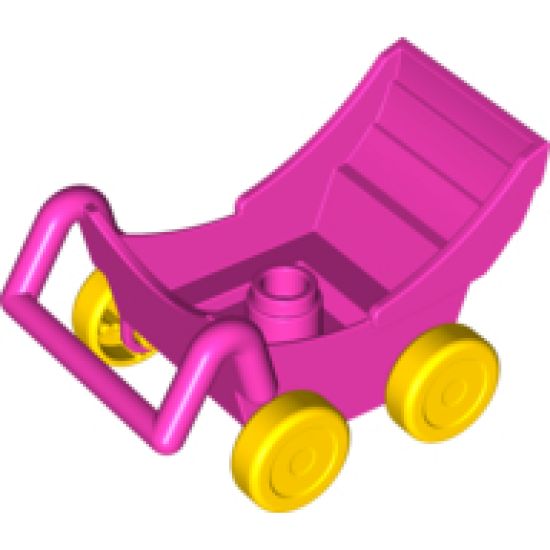 Duplo, Figure Wear & Utensil Pram (Baby Carriage, Stroller) with Thin Yellow Wheels