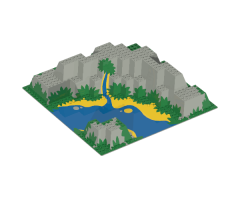 Baseplate, Raised 32 x 32 Canyon with Blue and Yellow Stream Pattern