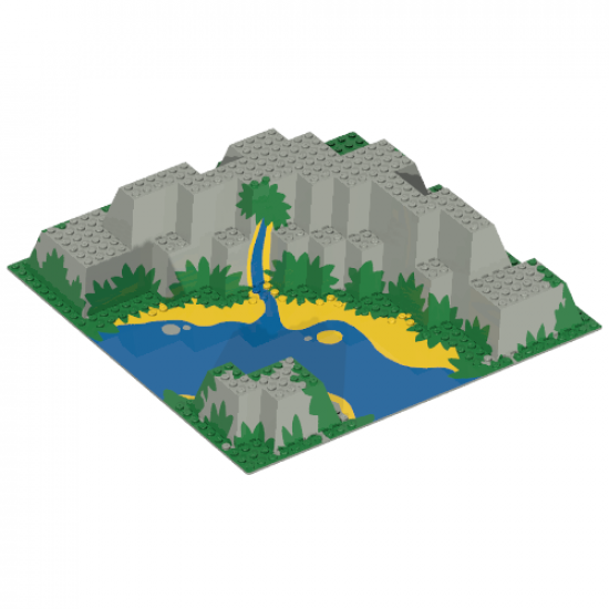 Baseplate, Raised 32 x 32 Canyon with Blue and Yellow Stream Pattern