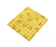 Scala Cloth Blanket 7 x 7 with Yellow Check Stripes and Cherries Pattern
