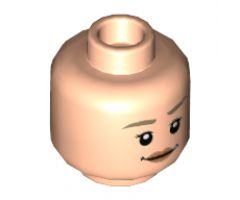 Minifigure, Head Dual Sided Female, Dark Tan Eyebrows, Peach Lips, Smile / Scared with Round Mouth Pattern - Hollow Stud