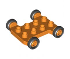Duplo, Vehicle Cement Mixer Base 2 x 4 with Axle Extensions and Black Wheels