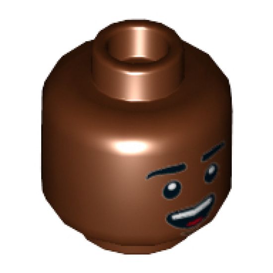 Minifigure, Head Dual Sided Black Eyebrows, White Pupils, Teeth, Smile / Scared Pattern (Finn) - Hollow Stud