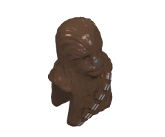 Minifigure, Head, Modified SW Wookiee, Chewbacca Pattern