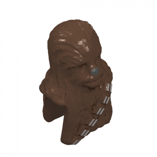 Minifigure, Head, Modified SW Wookiee, Chewbacca Pattern
