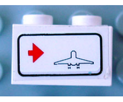 Brick 1 x 2 with Red Arrow on Left Side pointing Right & Airplane Outline Pattern (Sticker) - Set 6399