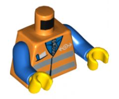 Torso Safety Vest with Reflective Stripes with Pocket and Train Logo Pattern / Blue Arms / Yellow Hands