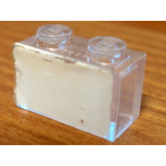 Brick 1 x 2 without Bottom Tube with Completely White Pattern (Sticker) - Sets 5550 / 5581