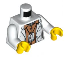 Torso Lab Coat with Pockets and ID Badge over Orange Shirt Pattern / White Arms / Yellow Hands