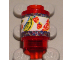 Brick, Round 1 x 1 with Cherries, Lemons, Strawberries and Oranges Label Pattern (Sticker) - Set 3123
