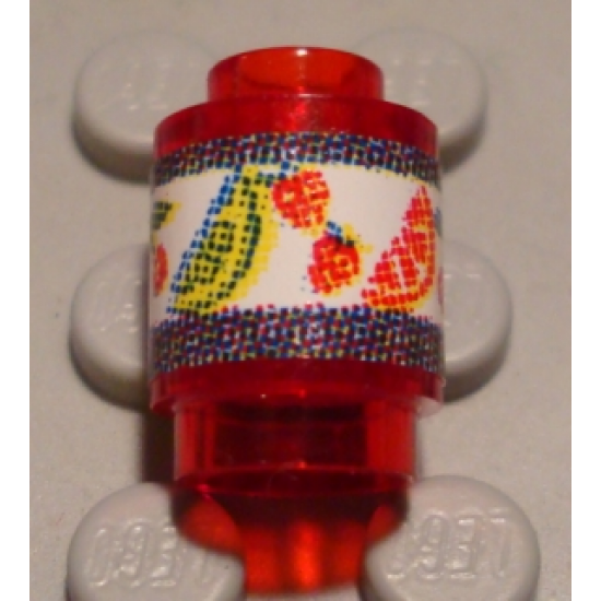 Brick, Round 1 x 1 with Cherries, Lemons, Strawberries and Oranges Label Pattern (Sticker) - Set 3123