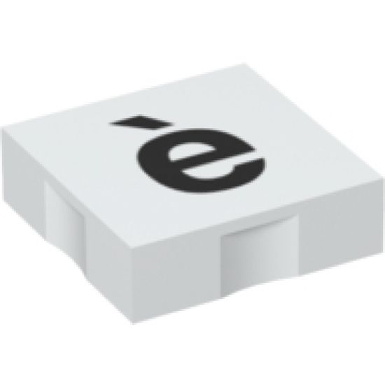 Duplo, Tile 2 x 2 with Black Lowercase Letter e with Grave (è) Pattern