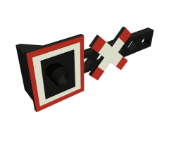 Train Level Crossing Sign with Crossed Bars and Panel with Hole for Light
