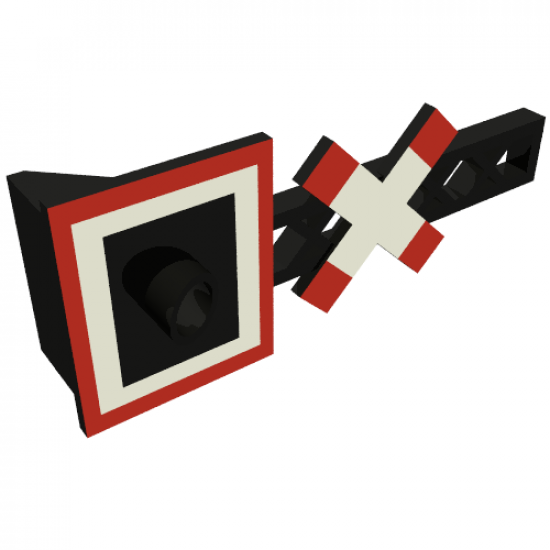 Train Level Crossing Sign with Crossed Bars and Panel with Hole for Light