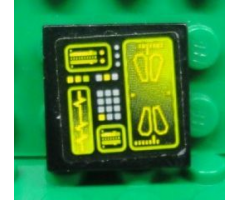 Tile 2 x 2 with Buttons and Neon Green Screens on Black Background Pattern (Sticker) - Set 8107