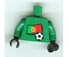 Torso Soccer Portuguese Goalie, Portuguese Flag Sticker Front, White Number Sticker Back (specify number in listing) / Green Arms / Black Hands