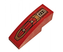 Slope, Curved 3 x 1 with Gold and Dark Red Armor Plates and Silver Vents Pattern (Sticker) - Set 76167