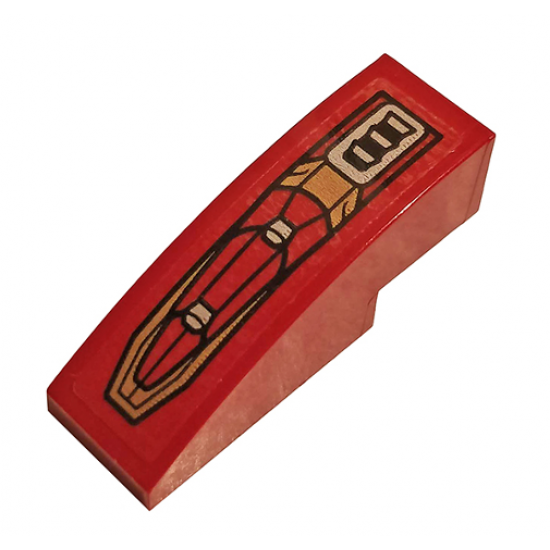 Slope, Curved 3 x 1 with Gold and Dark Red Armor Plates and Silver Vents Pattern (Sticker) - Set 76167