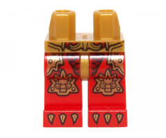 Hips and Red Legs with Gold Belt, Armor with Scales and Gold Croc Knee Pads and Claws Pattern