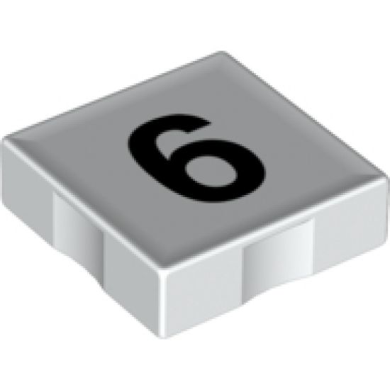 Duplo, Tile 2 x 2 with Black Number 6 Pattern