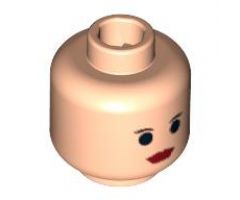 Minifigure, Head Female with Red Lips, Small Eyebrows, Big Eyes Pattern - Hollow Stud