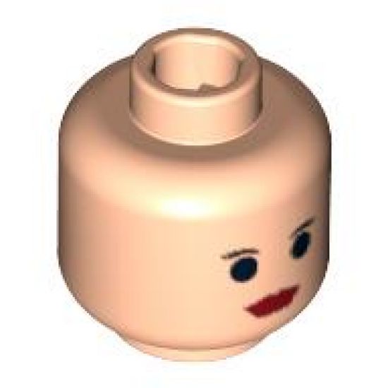 Minifigure, Head Female with Red Lips, Small Eyebrows, Big Eyes Pattern - Hollow Stud