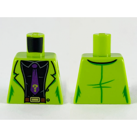 Torso Jacket, Black Shirt and Dark Purple Tie with Lime Question Mark Pattern